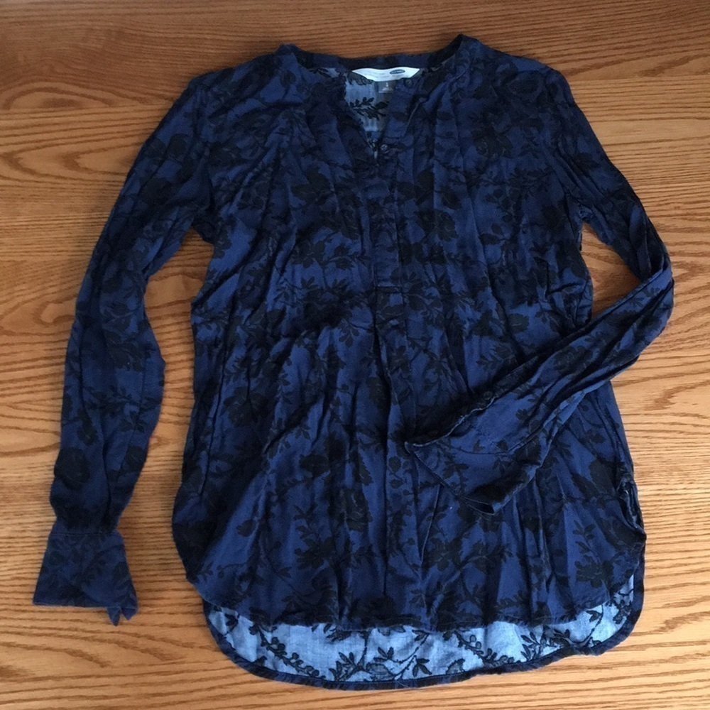 Navy and black tunic top